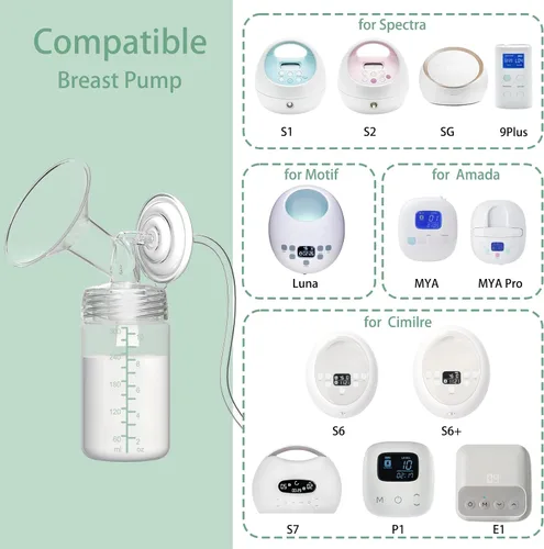 Miniatura 2 de 2 botellas de almacenamiento de leche materna de 10 onzas compatibles con SpectraS1 S2 9 Plus SG/Motif Luna/otros brida de boca ancha, recipiente