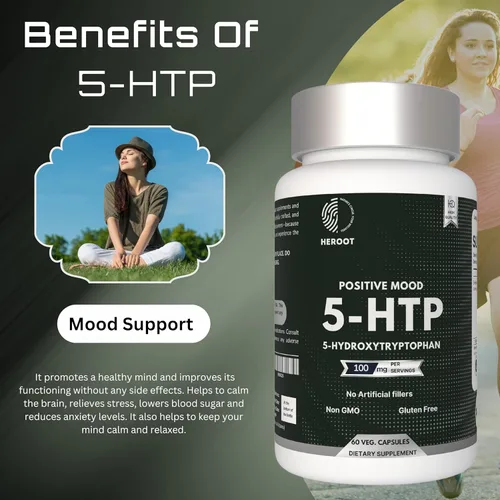 Miniatura 5 de 5-HTP 200 mg, 60 cápsulas vegetarianas (5-hidroxitriptófano) – Vitaminas de apoyo del estado de ánimo sin OMG y sin gluten para mujeres y hombres