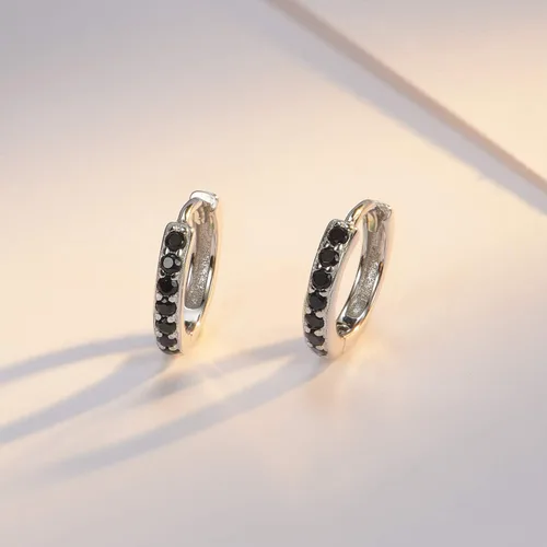 Miniatura 6 de SWEETV Aretes de aro de plata de ley 925 para mujeres y niñas, pequeños aretes de aro para cartílago