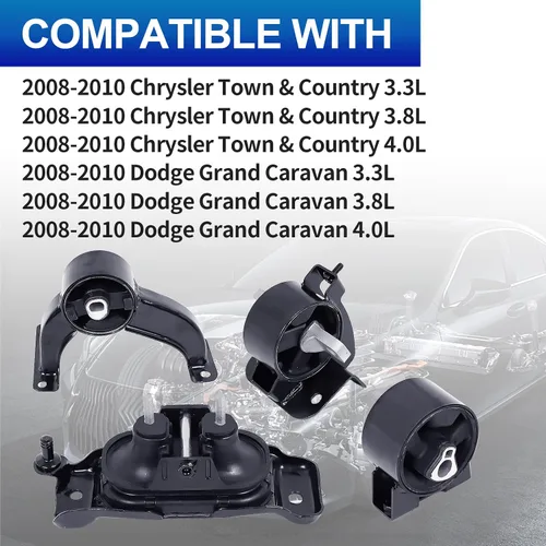 Miniatura 2 de Juego de soportes de motor de motor compatible con Dodge Grand Caravan 2008-2010 y Chrysler Town & Country 2008-2010 y Volkswagen Routan 2009-2010