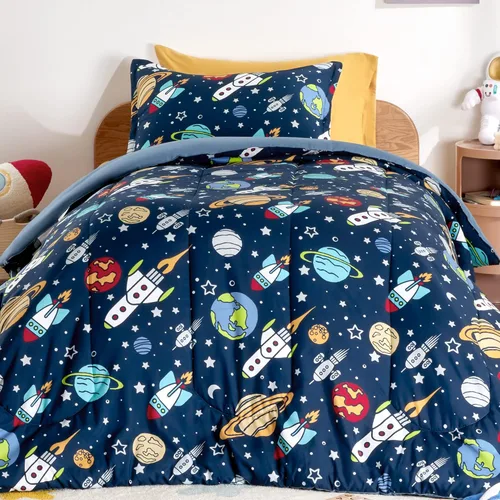 Miniatura 6 de SLEEP ZONE - Juego de edredón de 3 piezas tamaño matrimonial/Queen para niños, estampado suave, para todas las temporadas, no se decolora, lavar a