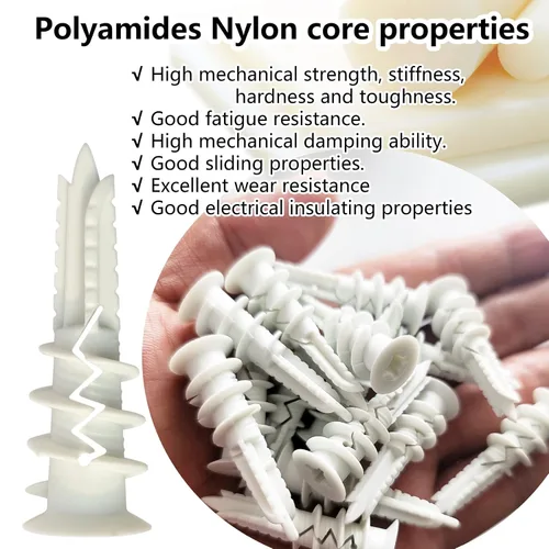 Miniatura 3 de Kit de anclajes de yeso autoperforantes de plástico Ansoon #8 con tornillos, 20 anclajes de pared autorroscantes de nylon + 20 tornillos #8 x 1-1/4