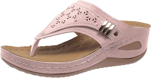Miniatura 16 de Sandalias ortopédicas con soporte de arco, sandalias planas para exteriores, estilo bohemio, para caminar, cómodas, elegantes, informales