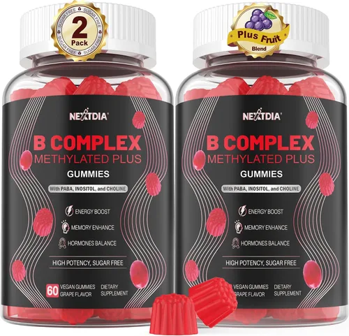 Nextdia Gomitas de apoyo para el cerebro y el estado de ánimo, complejo de súper vitamina B para hombres y mujeres, todas las vitaminas B B1 B2 B3