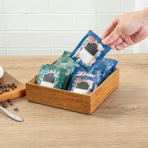 Miniatura 5 de Eco Display Contenedor de condimentos de bambú de 7 x 7 x 2 pulgadas, 1 caja grande para especias, resistente a astillas, para condimentos