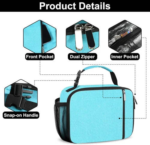 Miniatura 5 de esouler Lonchera térmica para niños y niñas, lonchera duradera para niños y niñas, con soporte para botella de agua, color azul claro