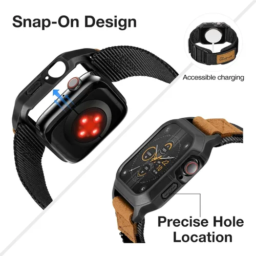 Miniatura 6 de Paquete de la resistente correa de nailon con velcro para Apple Watch (gris/negro)