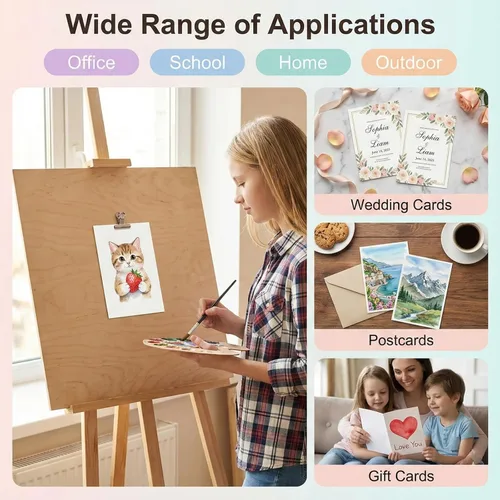 Miniatura 8 de 82 hojas de papel de acuarela de 5 x 7 pulgadas, papel de prensa fría de 110 lb/230 GSM, papel de color de agua blanca para niños, adultos