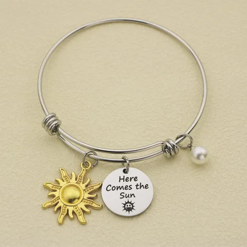 Miniatura 2 de SELOPU - Pulsera inspiradora de Beatles con letras de los Beatles Here Comes the Sun Beatles, regalo significativo para fanáticos leales
