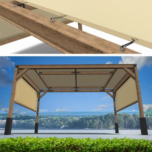 ShadeMart 95% Pérgola para Sol 8' W x 12' L Toldo Beige para Exteriores Reemplazo con Ojales y Varillas Pesadas de Acero Inoxidable para Patio,
