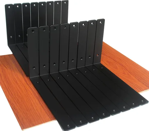 Miniatura 117 de Paquete de 12 soportes de estante en L de 8 pulgadas de largo x 6 pulgadas de alto x 1.5 pulgadas de ancho, 5 mm de grosor, soporte de estante en L