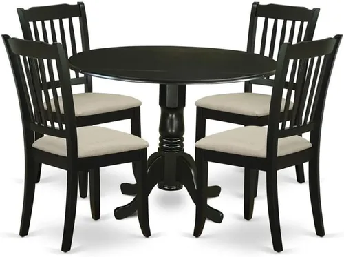Miniatura 19 de East West Furniture DLDA3-BLK-C - Juego de comedor de 3 piezas que contiene una mesa de comedor redonda con gotas y 2 sillas de cocina tapizadas