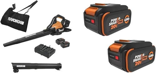 Miniatura 8 de WORX WG583.9 Soplador de hojas inalámbrico de 40 V, sopladores 3 en 1 para el cuidado del césped con aspirador y triturador, soplador eléctrico