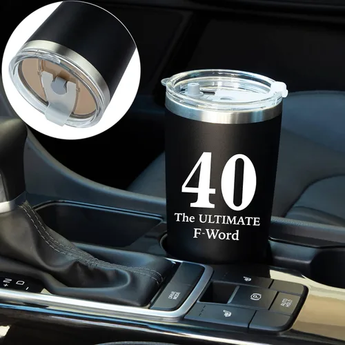 Miniatura 7 de Regalos de 40 cumpleaños 40 is the Ultimate F Word Vaso de acero inoxidable de 20 onzas para hombres, mujeres, marido, esposa, regalo del día