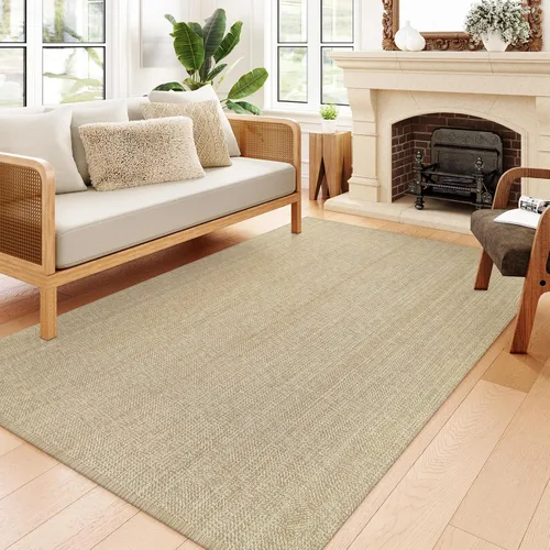 Miniatura 59 de Collive - Tapete de pasillo de cocina, 2 x 4.3 pies, tejido a mano, reversible, lavable, de algodón, color blanco/beige, para baño, pasillo