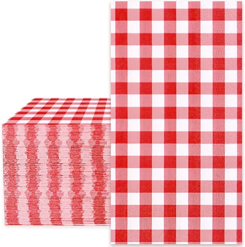 Miniatura 11 de Whaline Servilletas de papel desechables a cuadros de terracota de 3 capas para otoño, Acción de Gracias, cena, toalla de mano para boda, Terracotta