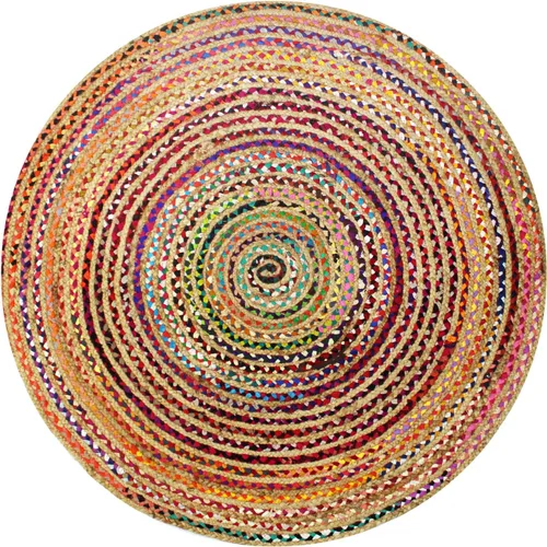 Miniatura 15 de COTTON CRAFT Alfombra de Trapo Chindi Trenzada de Yute y Algodón - Boho Granja Rústica - Tejida a Mano Reversible de Yute Natural y Algodón