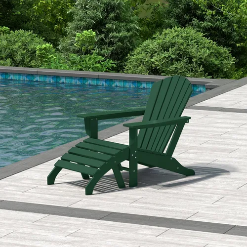 Miniatura 31 de WestinTrends Dylan - Silla Adirondack para exteriores con otomana, juego de 2 piezas, color negro