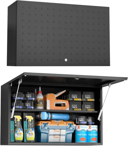 Miniatura 11 de Polup Armario de pared con puertas, gabinete de almacenamiento de metal para almacenamiento de cocina, gabinete superior pequeño, para comedor, sala