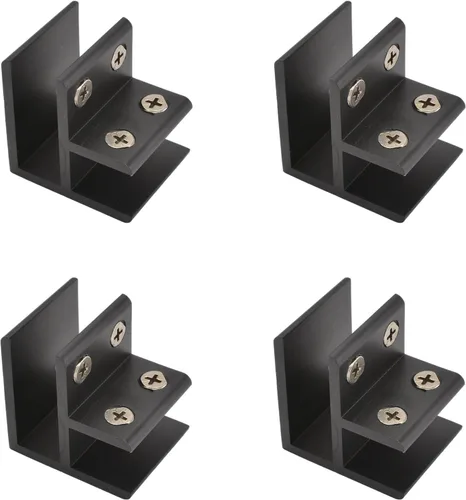 Miniatura 17 de INCREWAY Abrazadera de vidrio, paquete de 4 soportes ajustables de aleación de aluminio de doble cara para estante de vidrio, soporte de abrazadera