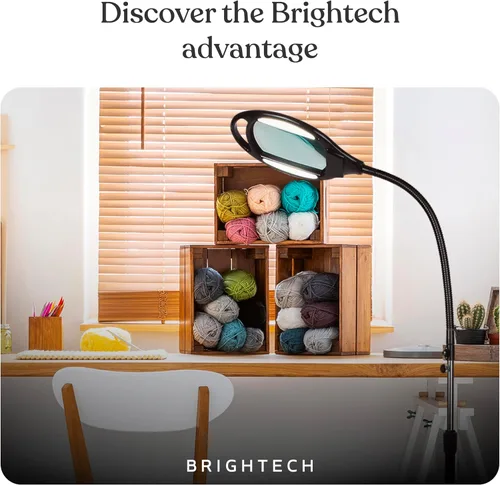 Miniatura 8 de Brightech Lámpara de pie de aumento LightView Pro - Lupa con manos libres con luz LED brillante para la lectura - Luz de trabajo con cuello de cisne