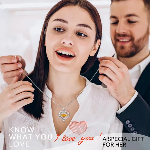 Miniatura 4 de Valentines Day Gifts - Sterling Silver Rose Heart Birthstone Necklace Anniversary Birthday Christmas Mothers Day Gifts - Women Jewelry Gifts for