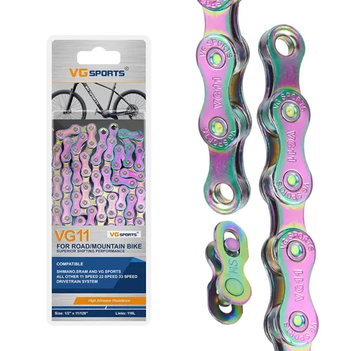 Miniatura 23 de VG SPORTS Cadenas de bicicleta de 6/7/8/9/10/11 velocidades, cadenas de bicicleta ligeras semihuecas/huecas para bicicleta de carretera/MTB/BMX