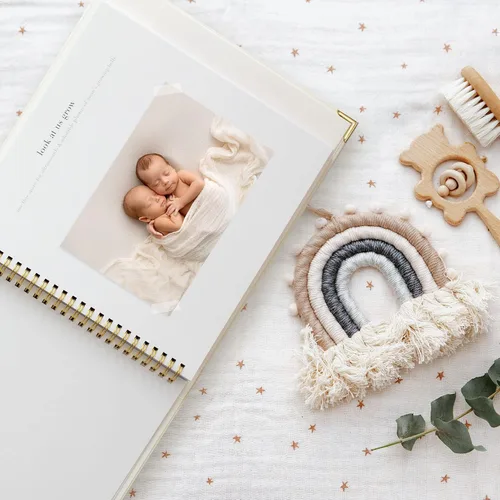 Miniatura 7 de Libro de recuerdos de bebé para niños y niñas – Libro atemporal para bebés de 5 años – Libro de recortes de diario neutro o álbum de fotos
