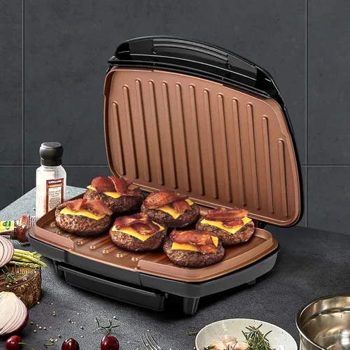Miniatura 3 de Health and Home KS-306 - Máquina para parrilla de placas clásica de 2 porciones y prensa Panini, color negro