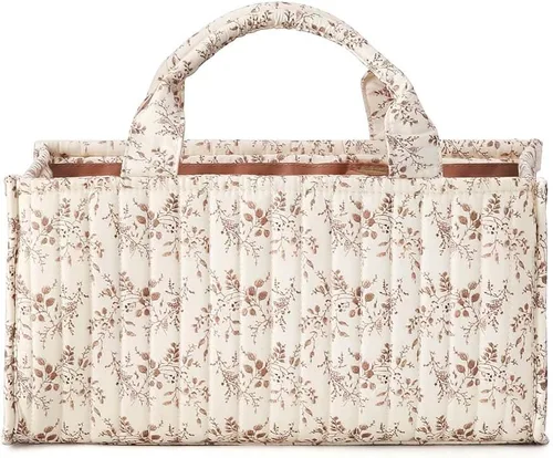 Organizador floral de pañales para bebé, elegante cesta de almacenamiento resistente al agua para pañales y toallitas para bebé, organizador de