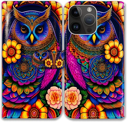 Miniatura 24 de Bcov Funda para iPhone 15 Pro Max, funda de piel con tapa y soporte para tarjeta y soporte para iPhone 15 Pro Max