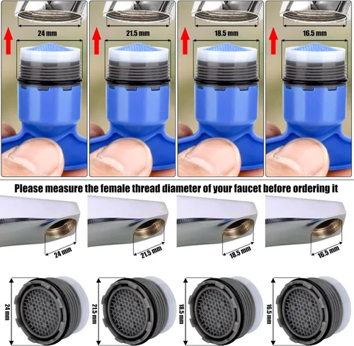Miniatura 3 de 12 piezas de aireadores de grifo con herramienta de extracción de aireador de grifo juego de restrictor de flujo de ahorro de agua pieza de repuesto