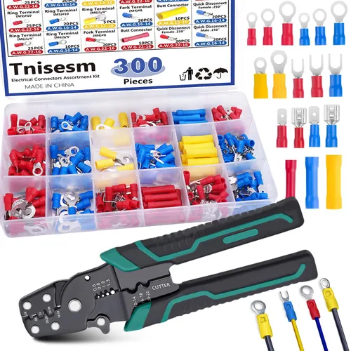 Miniatura 7 de Tnisesm Kit surtido de conectores de crimpado de alambre aislado con anillo, pala, tope, desconexión rápida, terminales de cable automotriz de 280