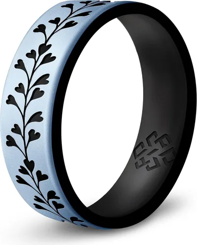 Miniatura 7 de Anillo de silicona Knot Theory en Filigrana, Floral, Corazones o Laurel - Banda de boda de silicona grabada de doble capa, para actividades
