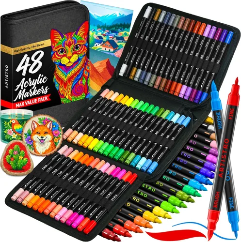 Miniatura 9 de ARTISTRO 12 Bolígrafos de Pintura Regulares para Marcado en Vidrio, Pintura en Roca, Cerámica, Madera, Tela, Álbum de Recortes, Manualidades DIY