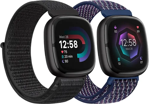 Miniatura 22 de Correas de nailon compatibles con Fitbit Versa 4/Sense 2/Versa 3/Fitbit Sense, correa de repuesto ajustable deportiva suave transpirable