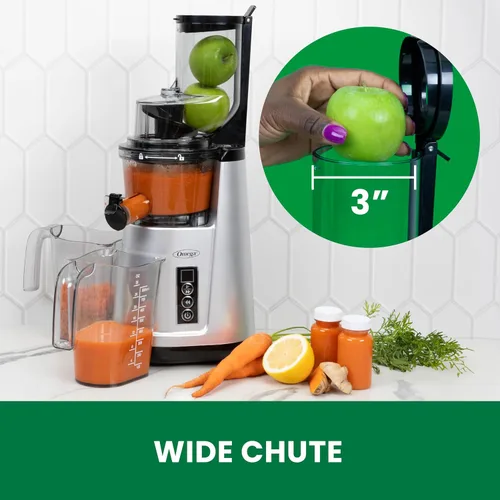 Miniatura 5 de Omega Extractor de Jugos de Boca Ancha Compacto Vertical de Prensado en Frío para Vegetales y Frutas con Tolva de 3 Pulgadas, 2 Velocidades