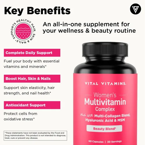Miniatura 5 de Vital Vitamins Complejo de colágeno múltiple Plus + complejo multivitamínico para mujeres