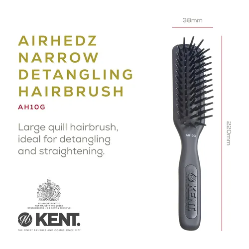 Miniatura 2 de Kent AH10G Airhedz Pro - Cepillo de pelo con pasador estrecho (pasador de grasa, gris)