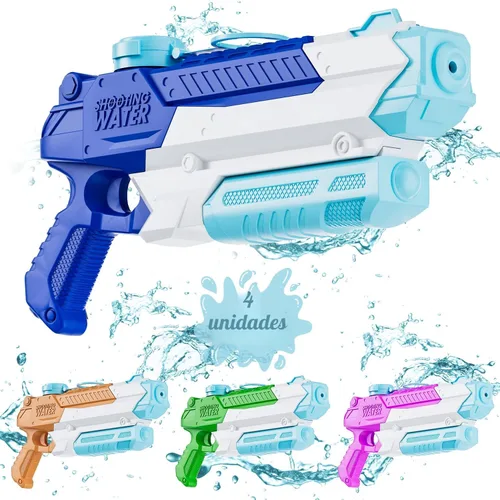 Miniatura 8 de WOLKEK Pistolas de agua para niños y adultos, paquete de 4 pistolas de chorro de alta capacidad de 400 CC de largo alcance, juguetes de piscina