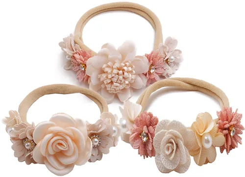 Miniatura 5 de FGSS Diademas florales con corona de flores para bebés y niñas, bandas elásticas de nailon para recién nacidos, accesorios para el cabello, paquete
