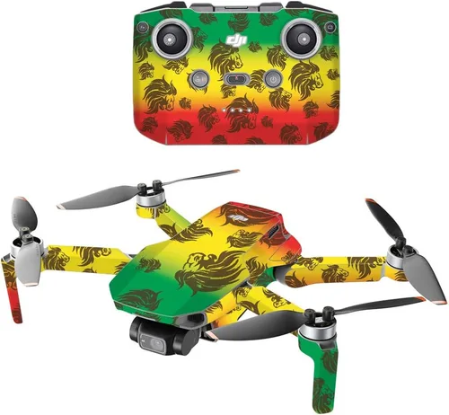MightySkins - Compatible con DJI Mini 2 Dron portátil - Rasta Lion | Funda protectora de vinilo duradera y única | Fácil de aplicar, quitar y