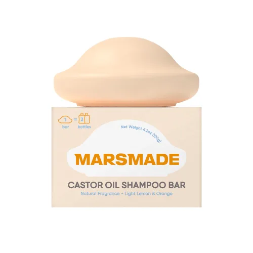 Marsmade Barra de Champú de Aceite de Ricino Hidratante y Humectante Jabón Natural para el Cabello para el Baño, Crecimiento del Cabello y Nutrición