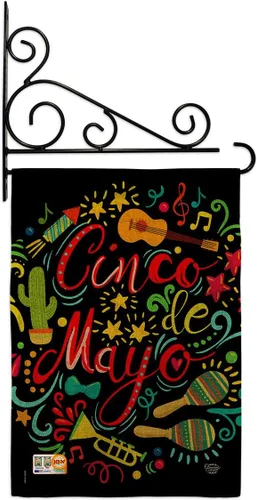 Miniatura 20 de Bandera de jardín de El Fiesta Cinco de Mayo – Fiesta de Verano Cactus Pinata Sombrero Mexicano al aire libre – Cartel de decoración de la casa