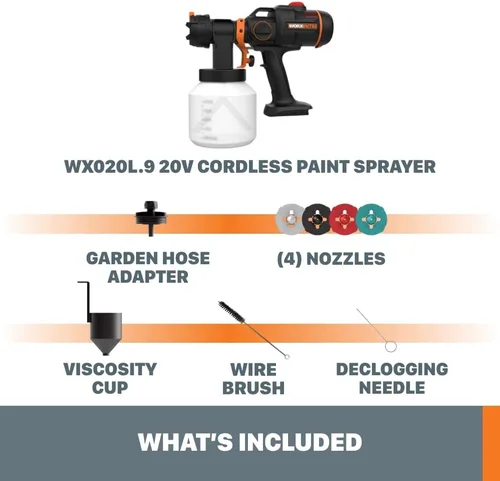 Miniatura 5 de Worx Nitro - Rociador de pintura inalámbrico de 20 V con motor sin escobillas, batería y cargador no incluidos, WX020L.9