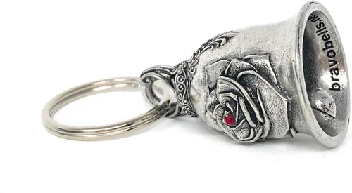 Miniatura 2 de Bravo Bells Rose Diamond Bell - Accesorio de campana de motociclista o llavero para buena suerte en la carretera, plateado