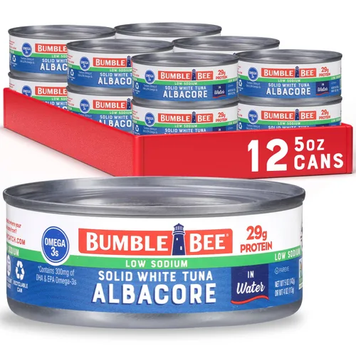 Miniatura 14 de Bumble Bee - Atún blanco sólido en aceite, lata de 12 onzas, atún capturado en estado salvaje, 0.74 oz de proteína por porción, alto en omega-3, sin
