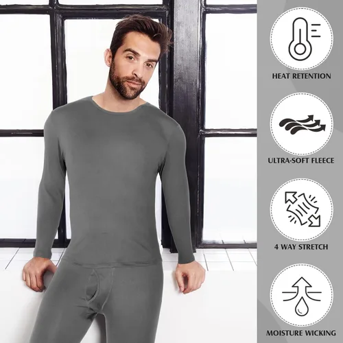 Miniatura 5 de Patelai 3 conjuntos de ropa interior térmica para hombre, capa base larga con forro polar para invierno clima frío