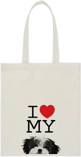WIRESTER Bolsa de lona reutilizable para mujeres y niñas, bolsa de compras de comestibles, bolsa de hombro, bolsa de viaje, animal de perro y gato