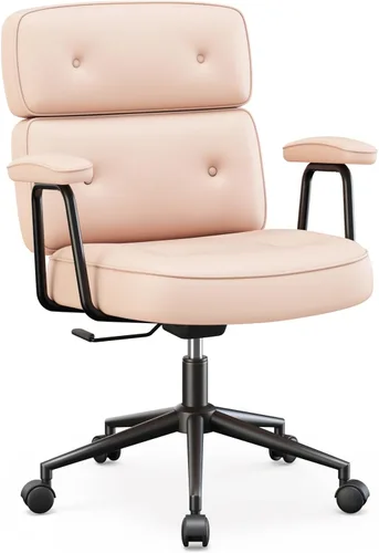Miniatura 11 de OLIXIS Silla ergonómica de escritorio para oficina en casa, silla de computadora de piel sintética con soporte lumbar, altura ajustable, giratoria